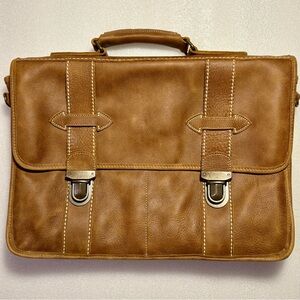 Roots Brown Leather Briefcase with Vintage Design.  NWOT